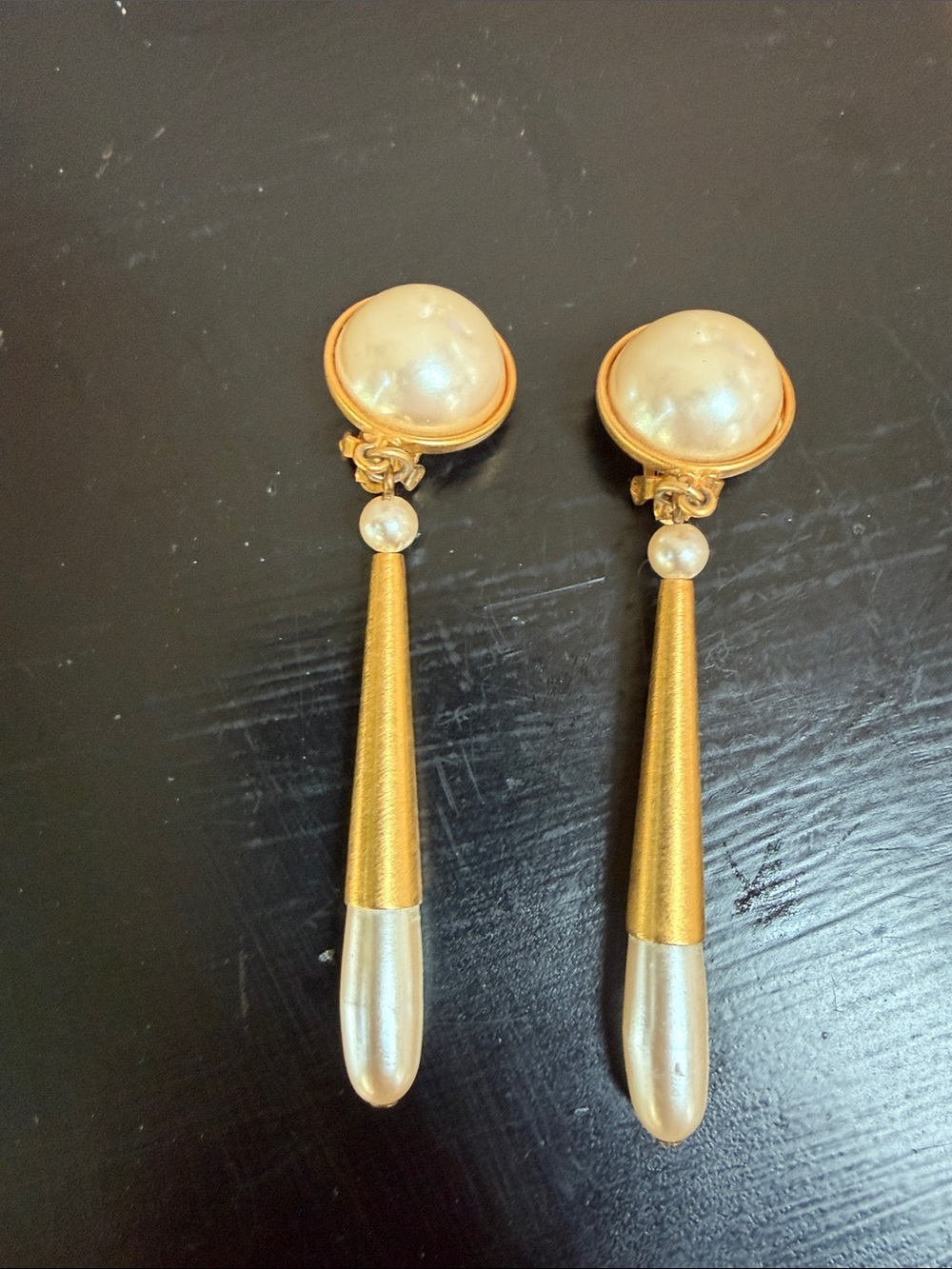 Source Unknown Gold-Tone Pearl Drop Earrings - White and Gold